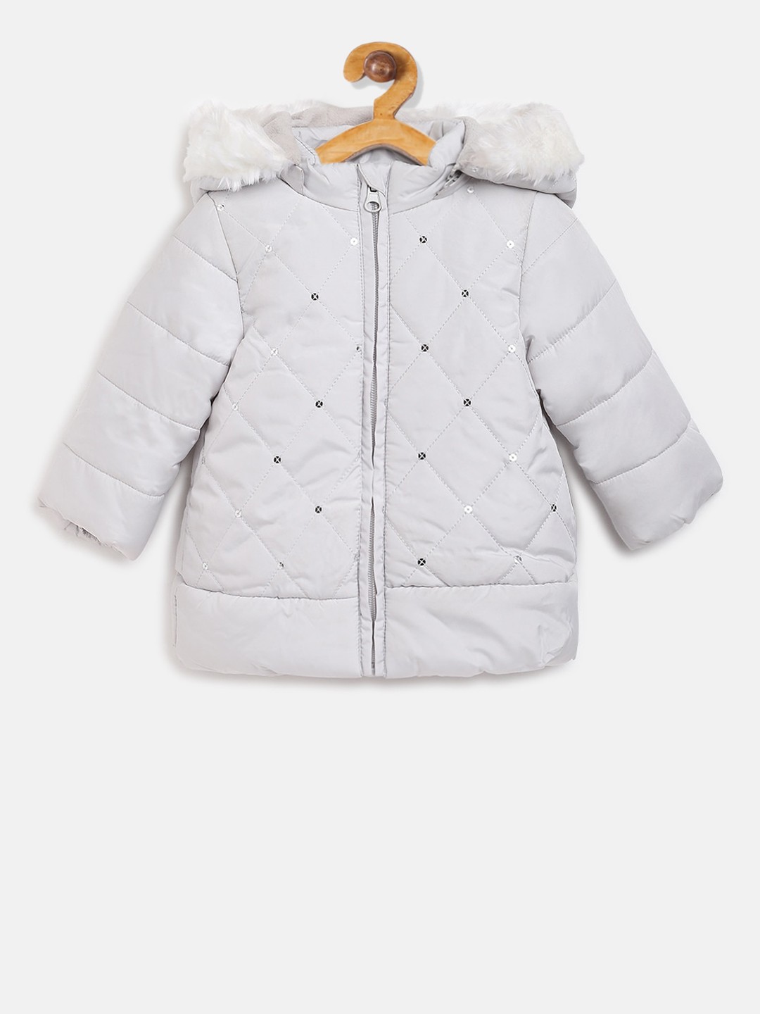 

Chicco Girls Grey Solid Quilted Jacket