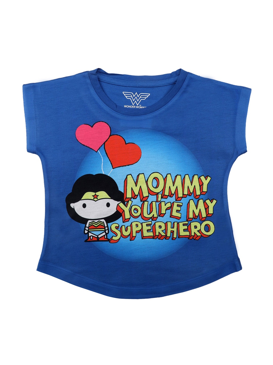 

Wonder Woman Girls Blue Printed Top