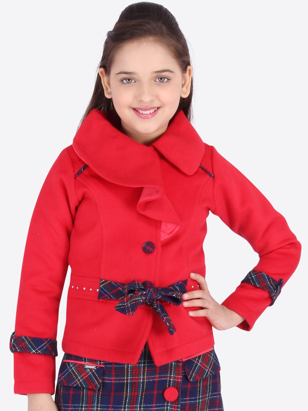 

CUTECUMBER Girls Red Solid Winter OverCoat