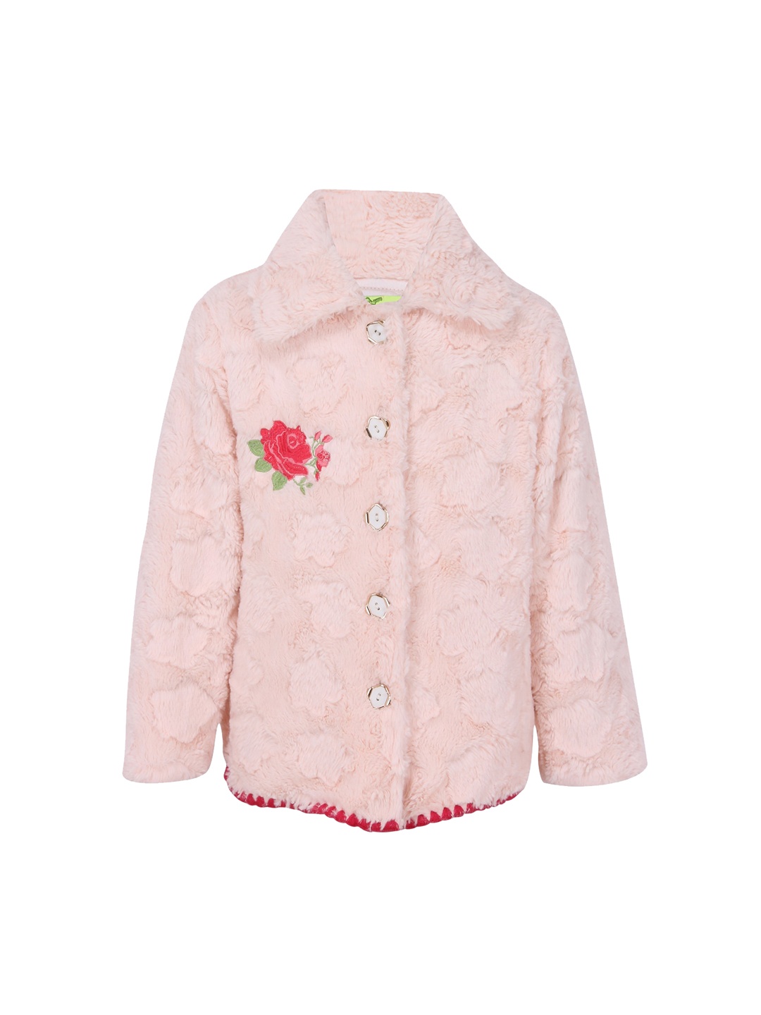 

CUTECUMBER Girls Peach-Coloured Self Design Tailored Jacket
