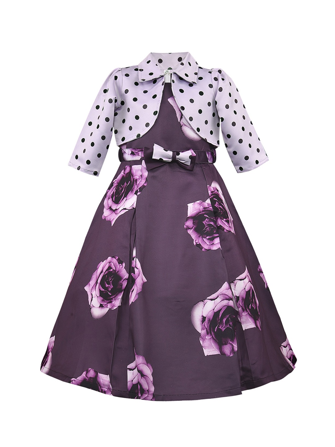 

Wish Karo Girls Purple Printed Maxi Dress With Shrug