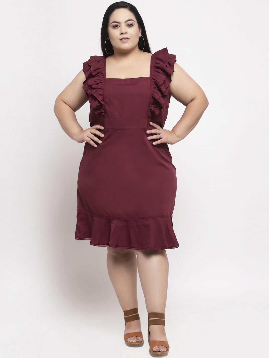 

Flambeur Women Maroon Solid A-Line Dress