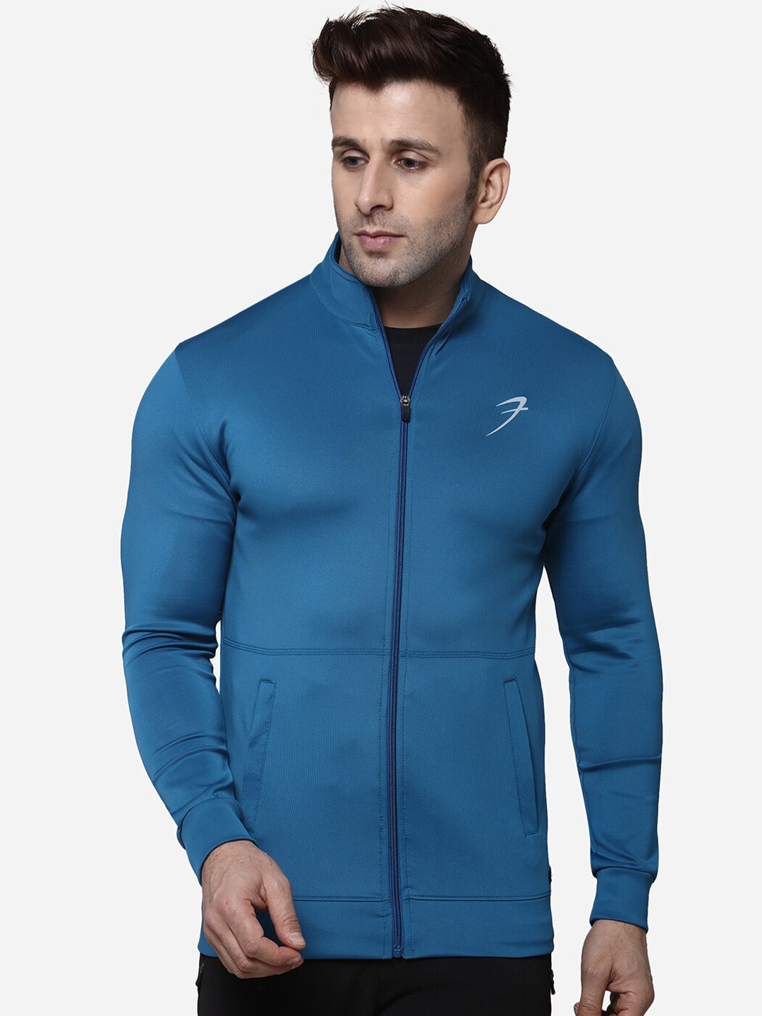 

FUAARK Men Teal Blue Solid Lightweight Scuba Jacket