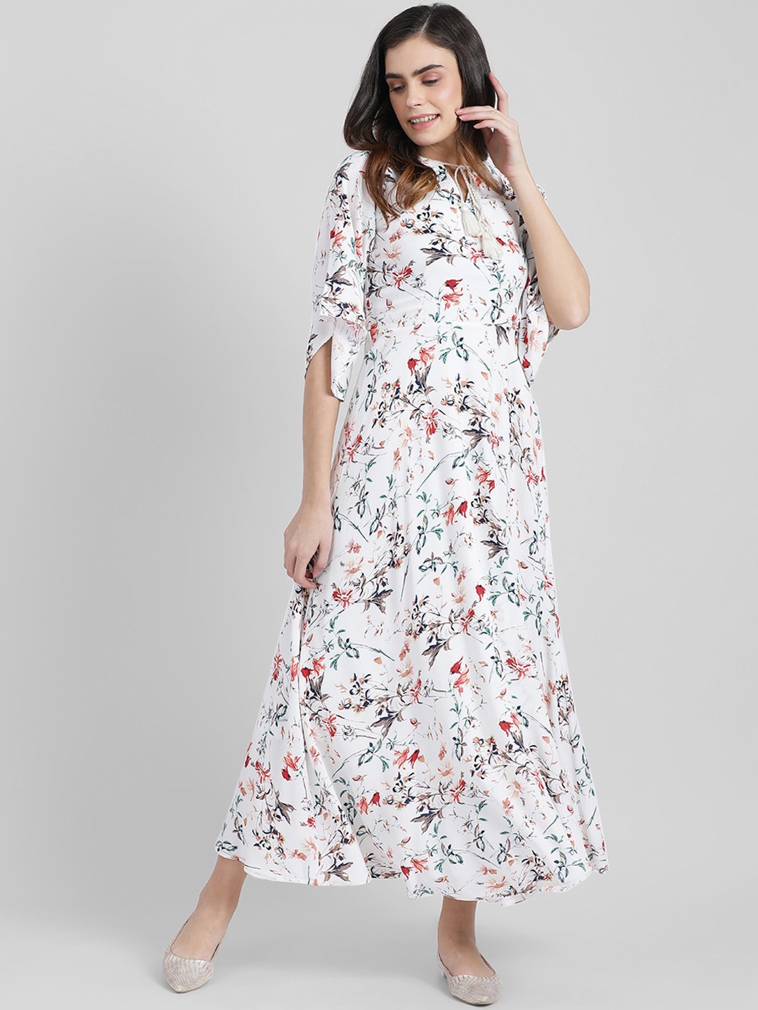 

Zink London Women White Printed Maxi Dress