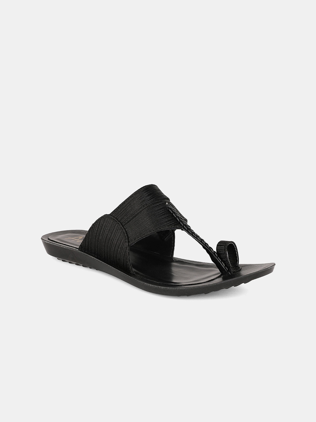 

AURELIA Women Black Textured Fabric One Toe Flats
