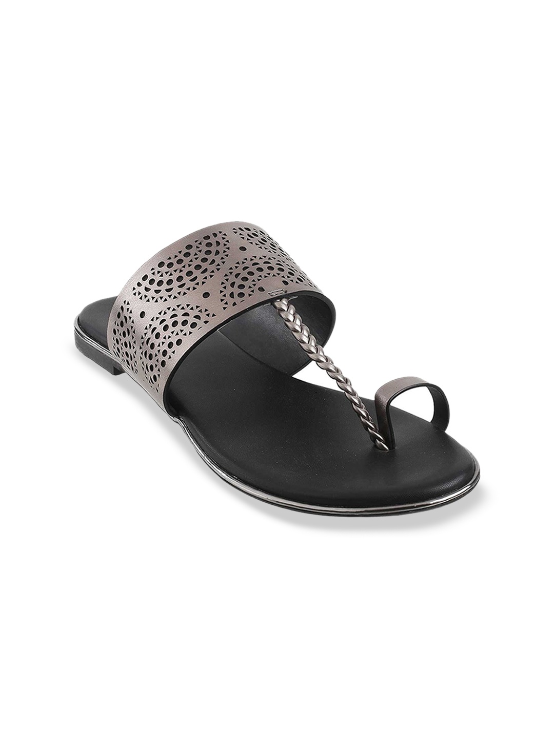 

Metro Women Silver-Toned Textured One Toe Flats, Metallic