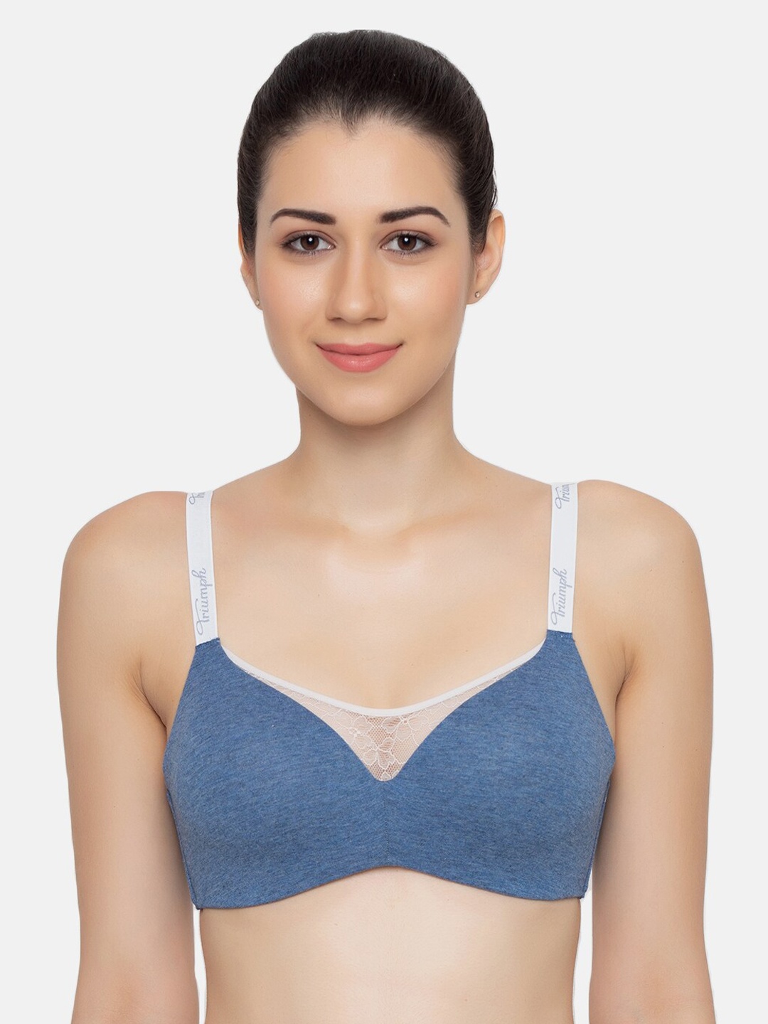 

Triumph Comfort 161 Padded Wireless Seamless T-shirt Bra, Blue