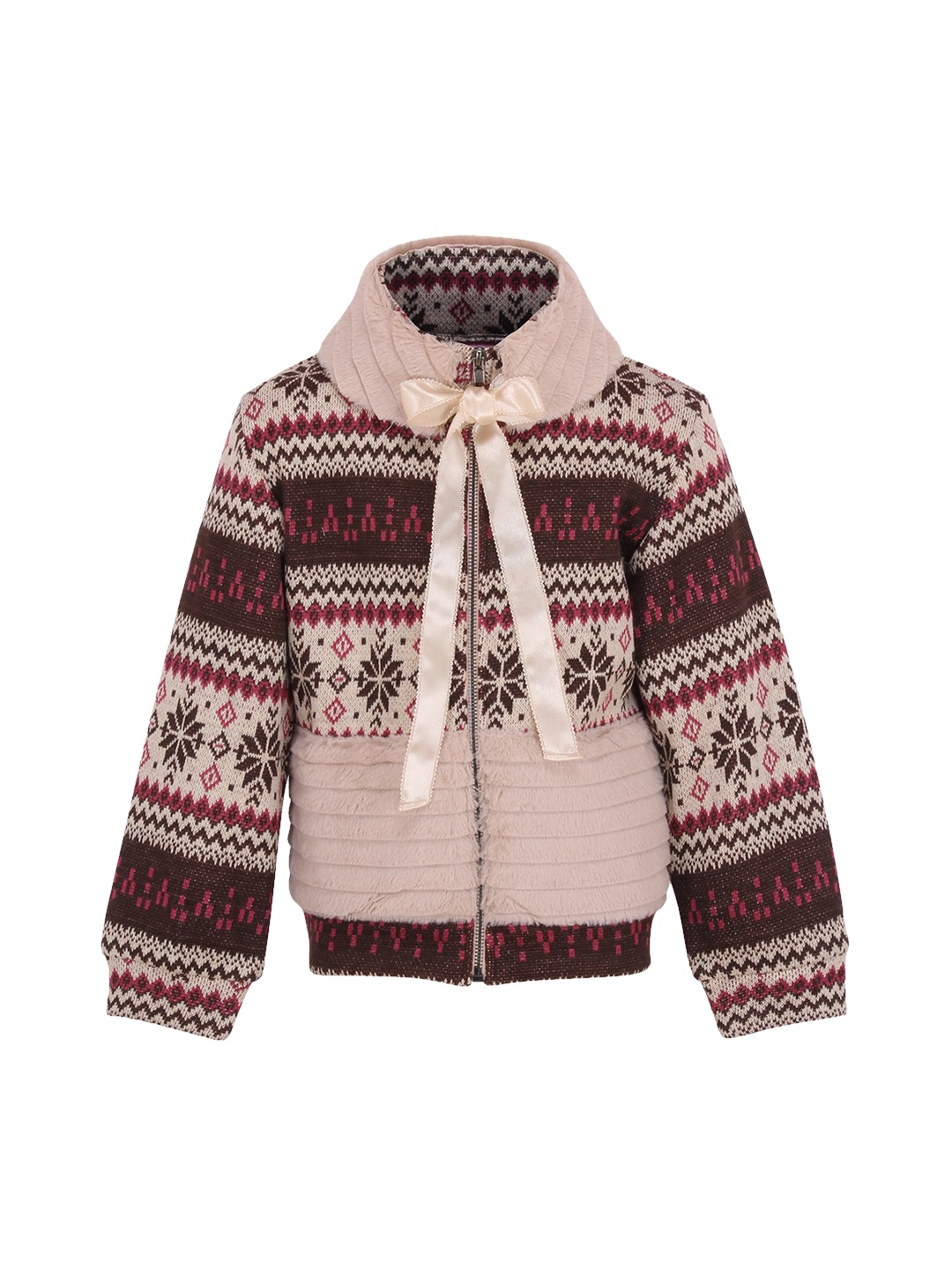

CUTECUMBER Girls Brown & Beige Printed Acrylic Sweatshirt