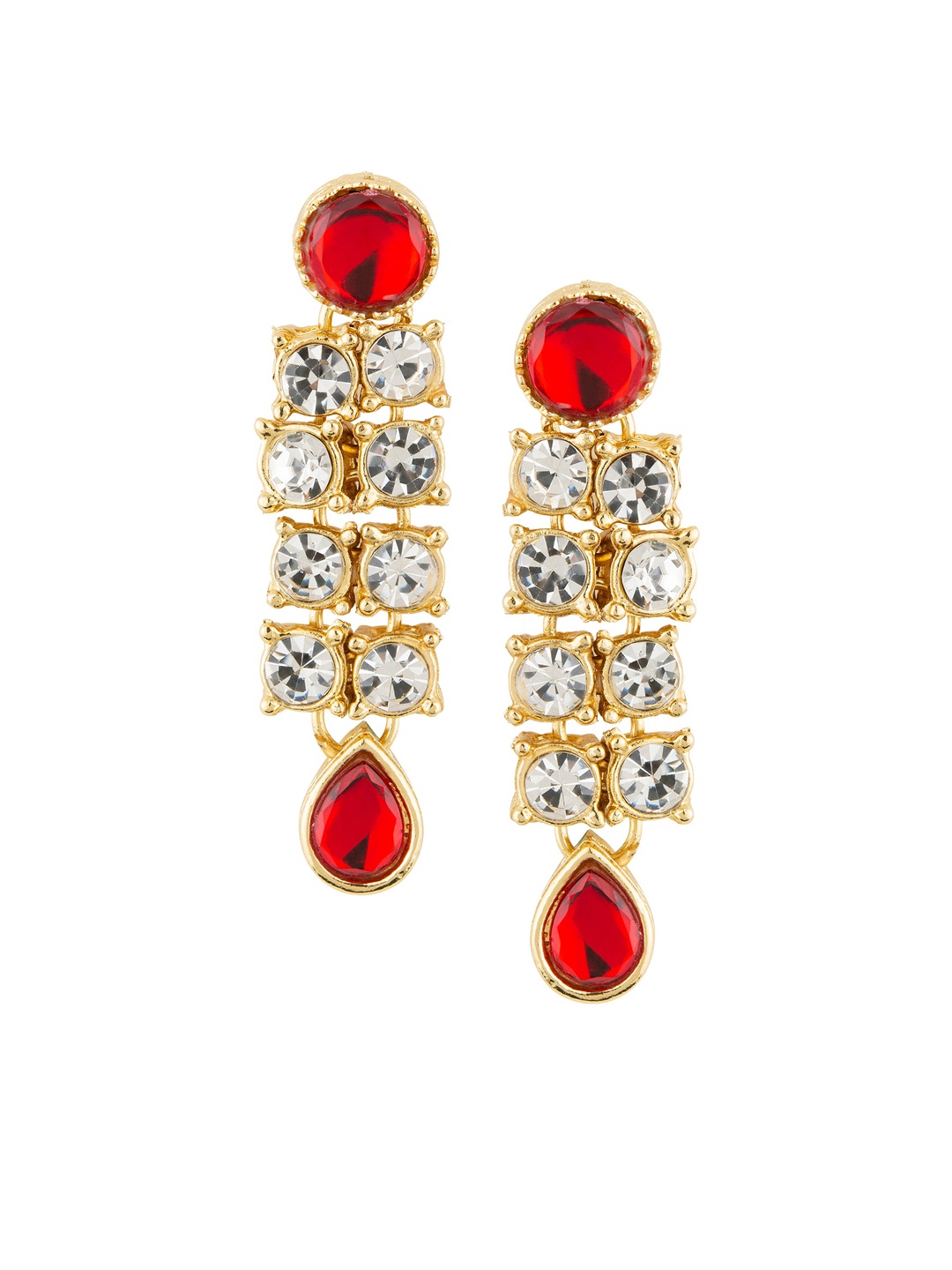 

E2O Gold-Plated & Red Contemporary Drop Earrings