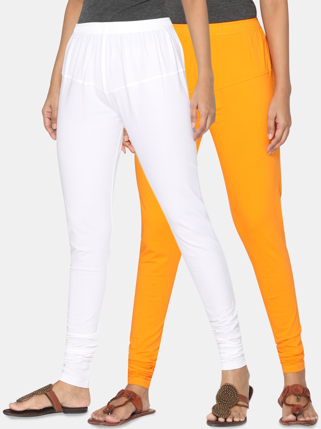 

TSG Bliss Women Pack Of 2 Solid Churidar-Length Leggings, White