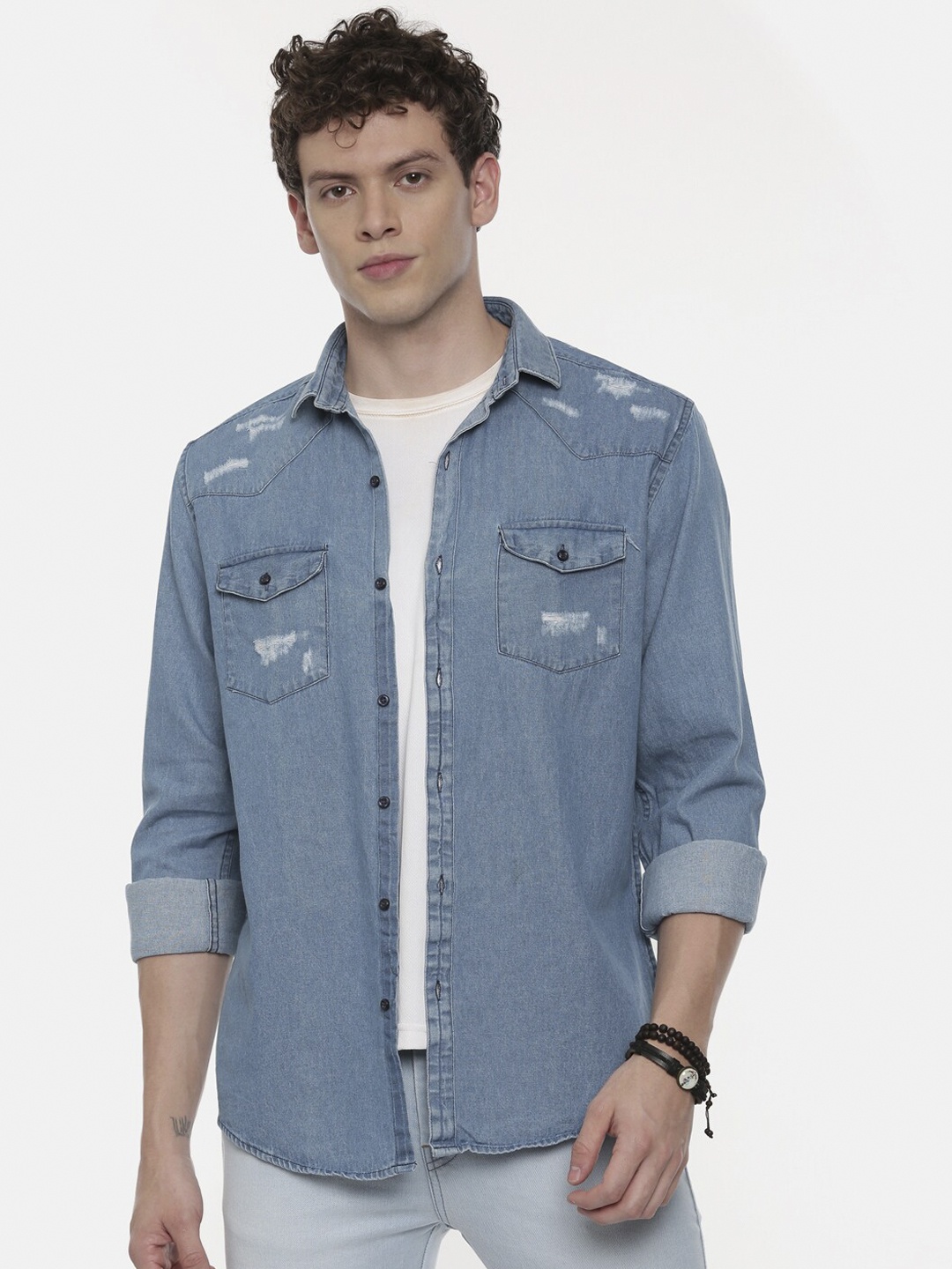 

CINOCCI Men Blue Slim Fit Solid Casual Shirt
