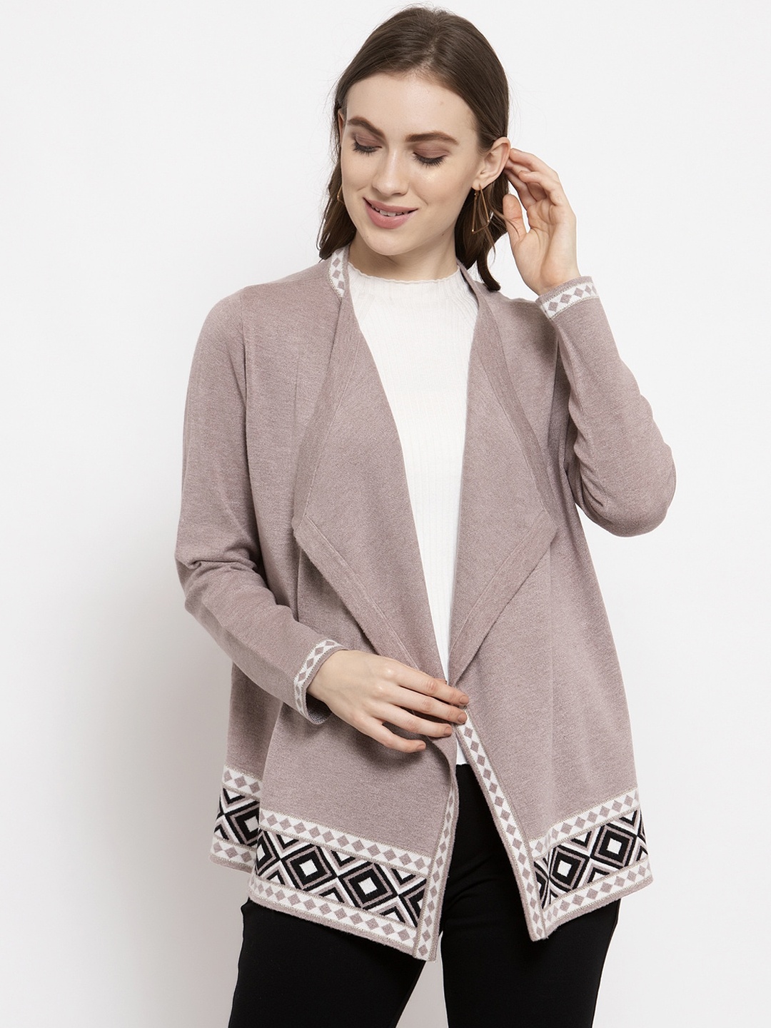 

Gipsy Women Pink Solid Open Front Acrylic Shrug