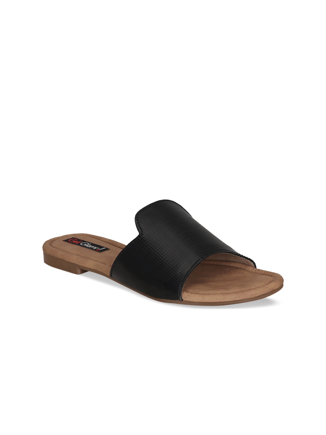 

Get Glamr Women Black Textured Open Toe Flats