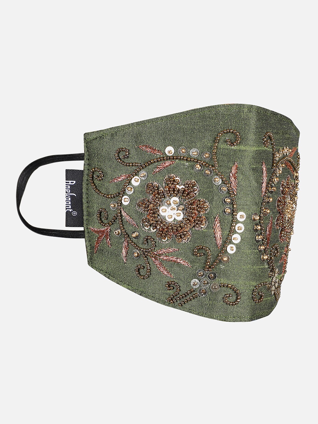 

Anekaant Women Green & Gold-Coloured Embellished 3-Ply Cloth Masks