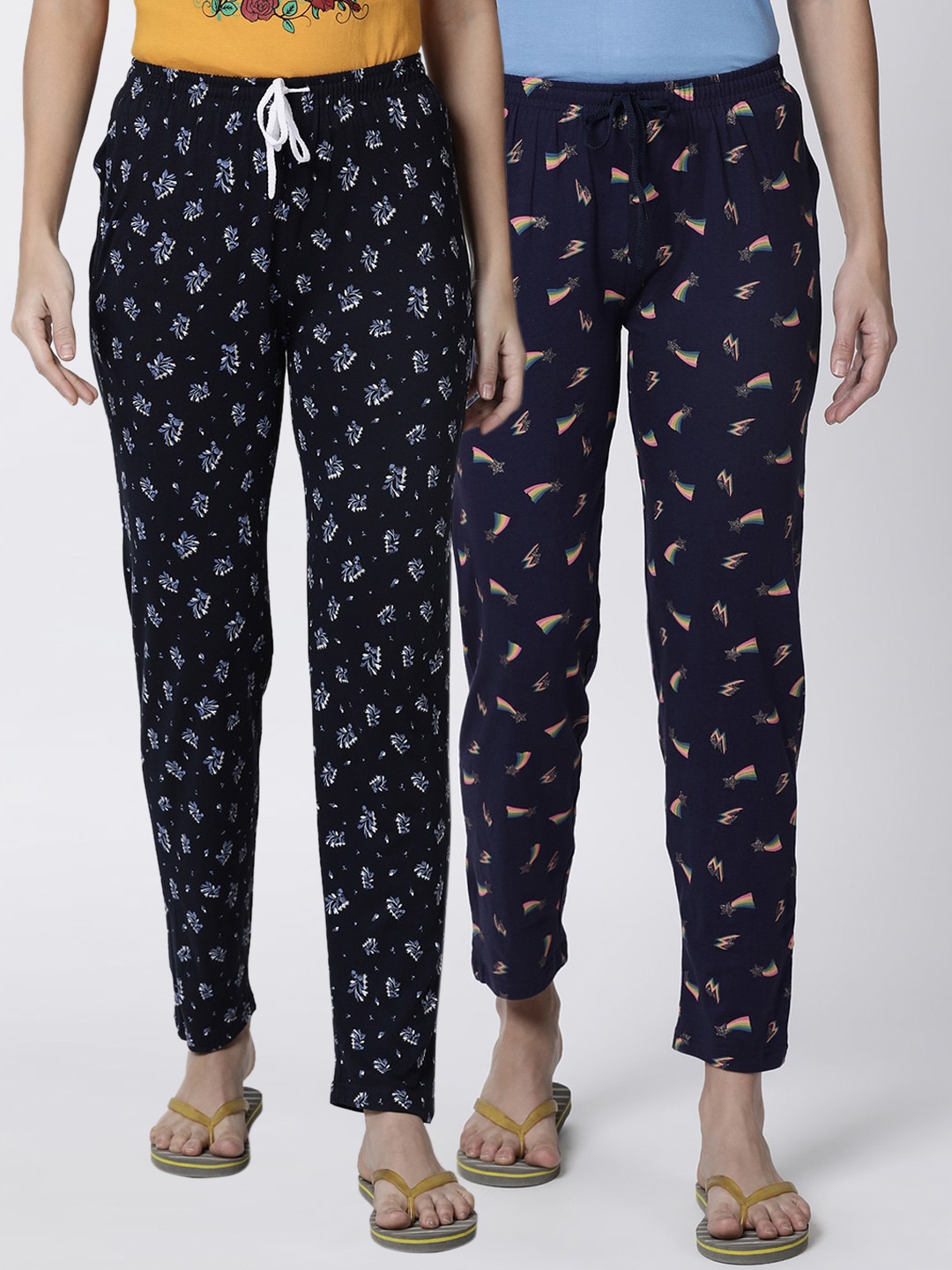 

Kryptic Pack of 2 Navy Blue Printed Lounge Pant