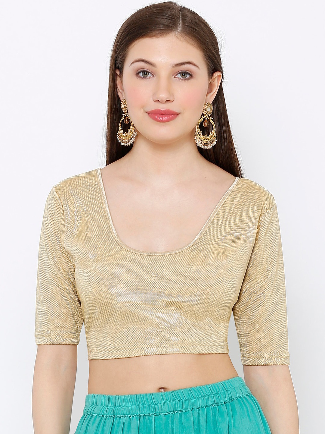 

SALWAR STUDIO Women Gold-Toned Embellished Readymade Saree Blouse