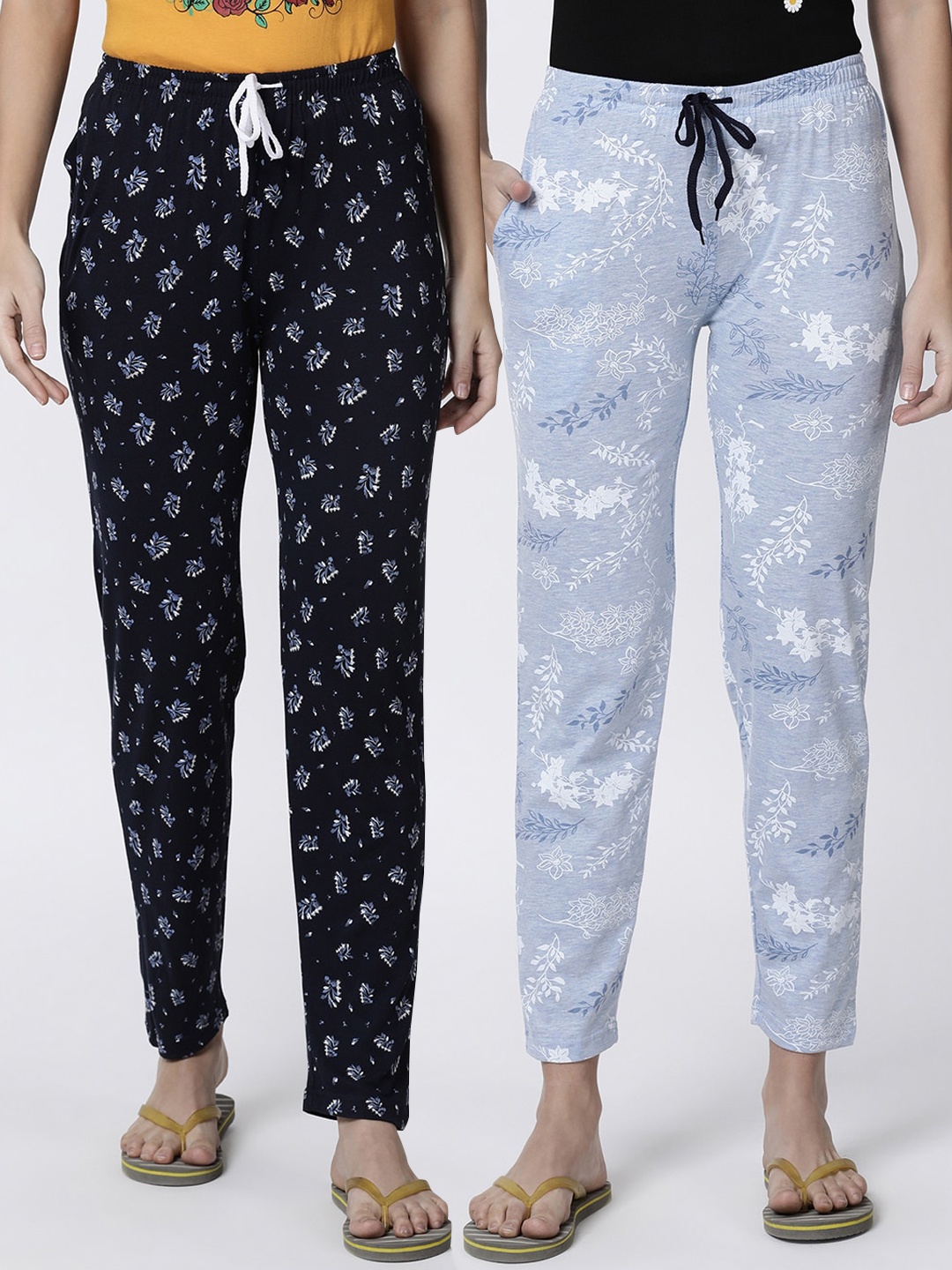 

Kryptic Women Pack Of 2 Printed Lounge Pants, Blue