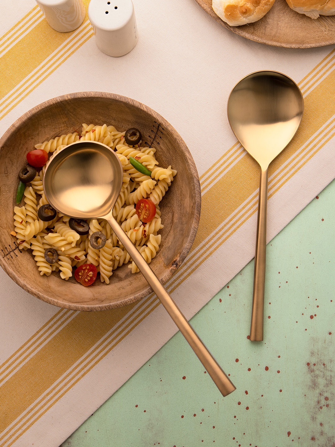 

ellementry Set of 2 Gold-Toned Stainless Steel Serving Spoons