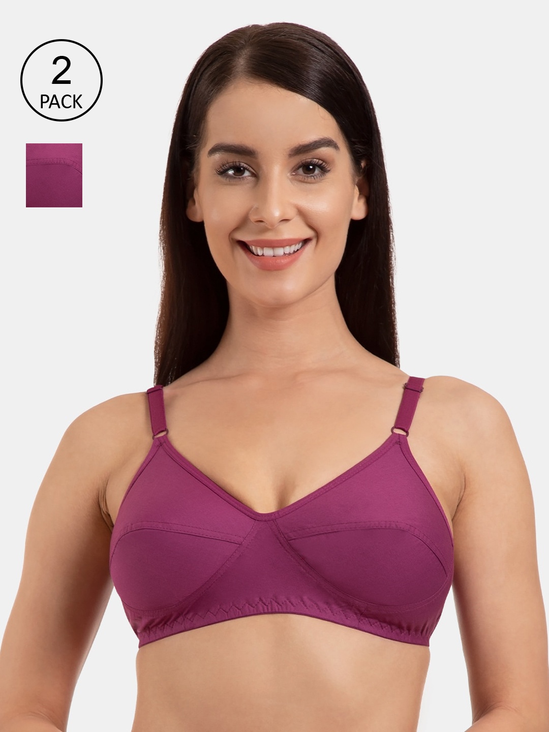 

Tweens Women Purple Solid Non-Padded Non-Wired T-Shirt Bra-TW-292-2PC-MG-30B
