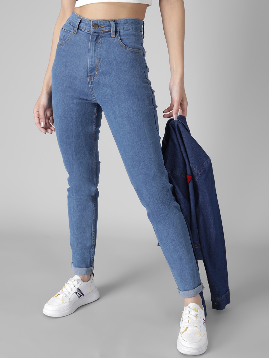 

Kotty Women Blue Skinny Fit High-Rise Mildly Distressed Jeans