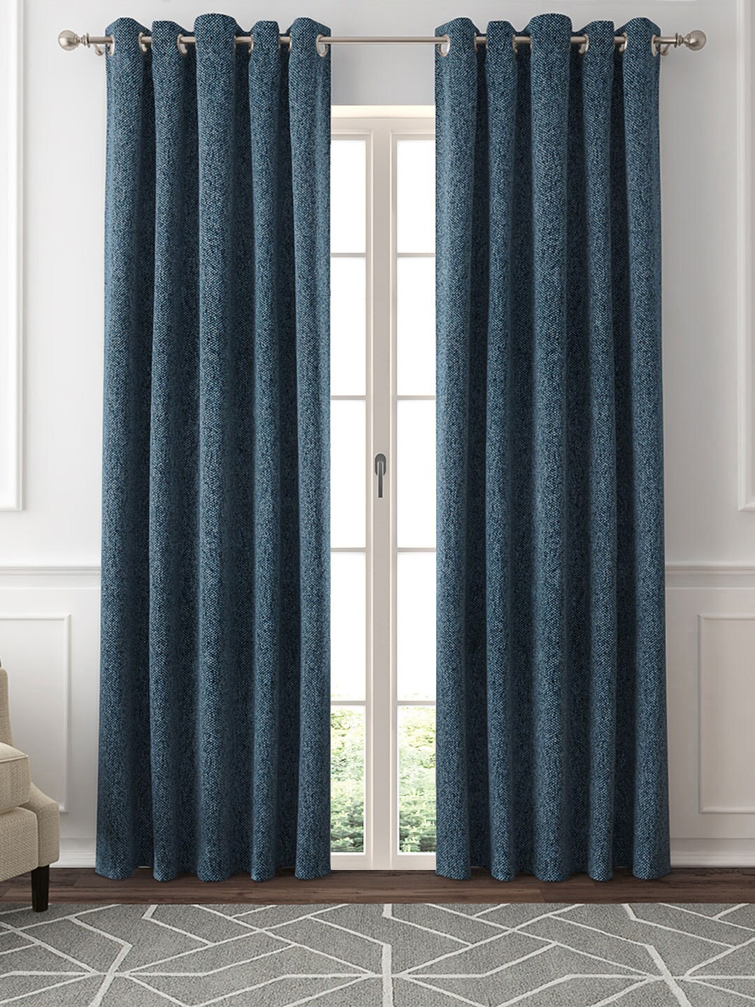 

GM Blue Set of 2 Black Out Curtain Curtains