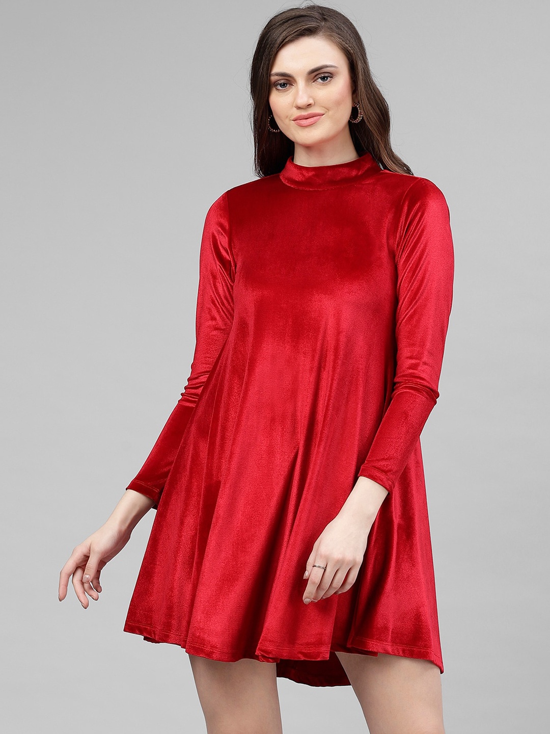

KASSUALLY Women Red Solid A-Line Dress