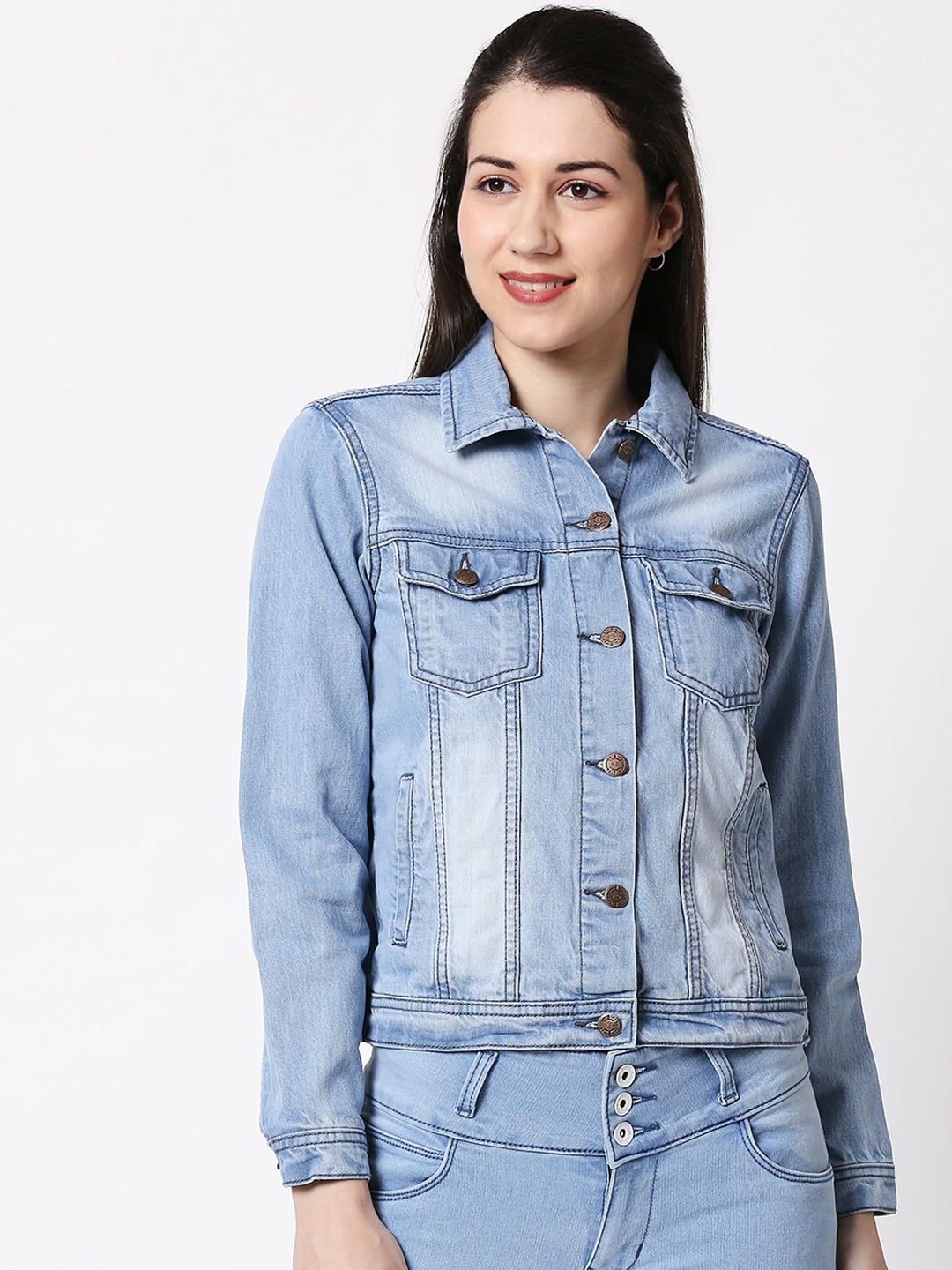 

High Star Women Blue Washed Denim Jacket