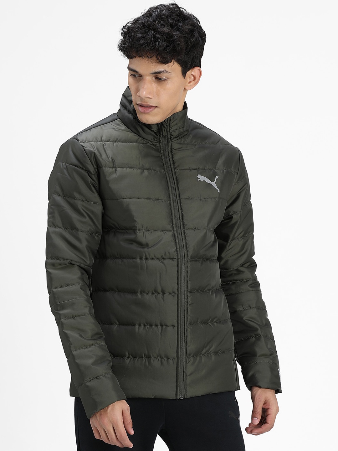 

Puma Men Green Solid Padded Jacket