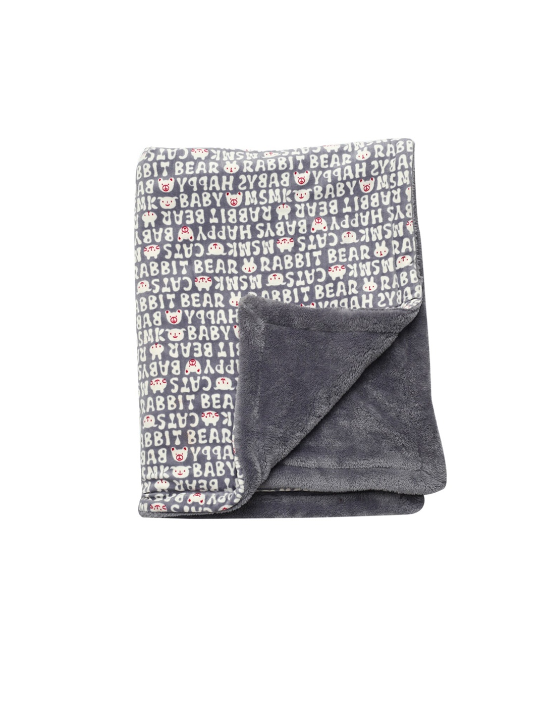 

MeeMee Grey & Off-White Geometric Mild Winter 400 GSM Single Bed Blanket
