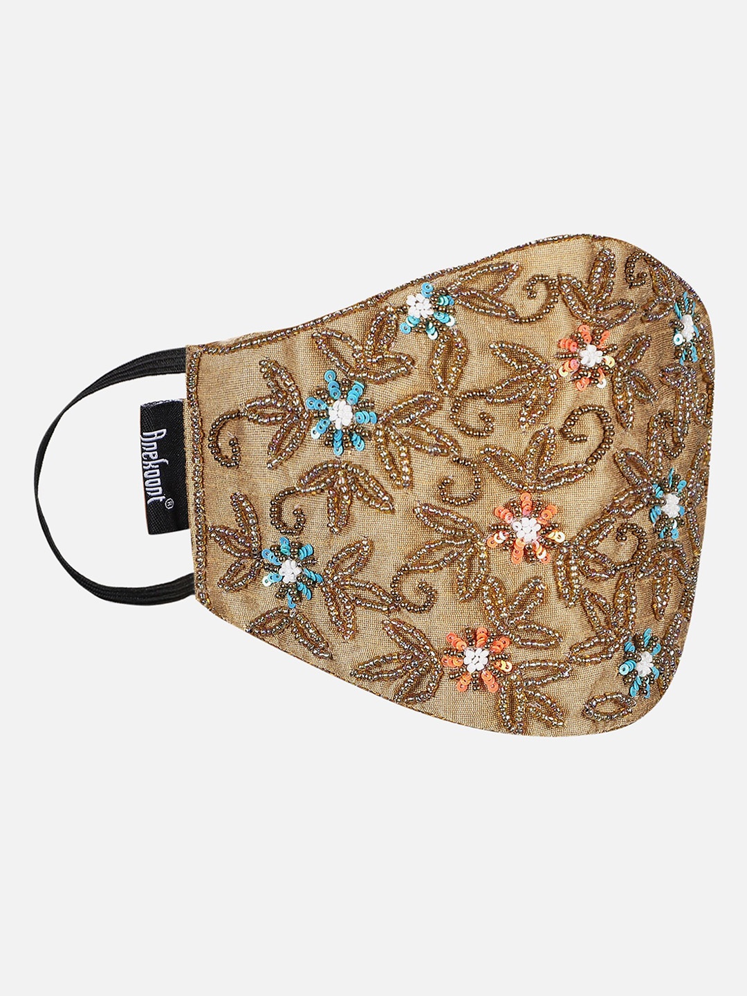 

Anekaant Women Beige & Blue Embellished 3-Ply Reusable Cloth Face Mask