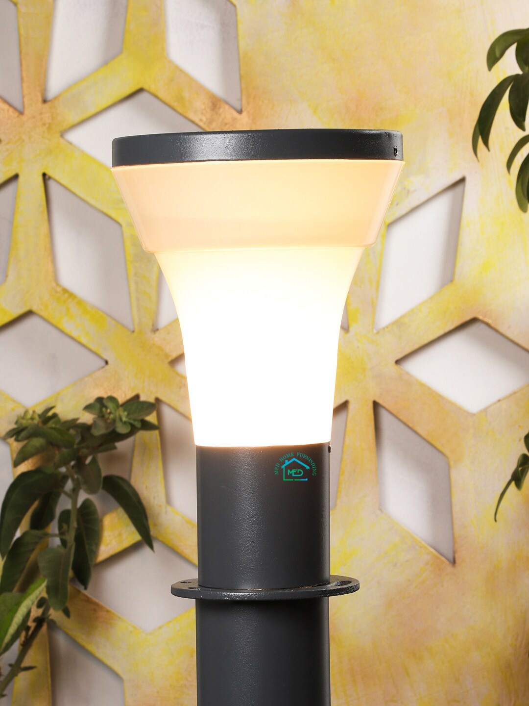 MFD HOME FURNISHING Grey & Transparent Solid Contemporary Outdoor Lamp
