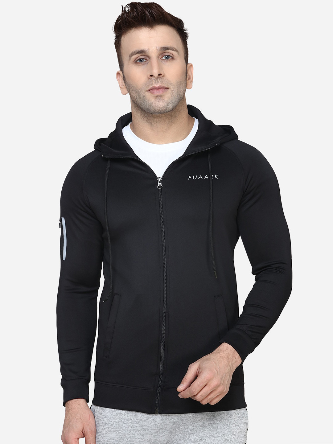 

FUAARK Men Black Solid Lightweight Sporty Jacket