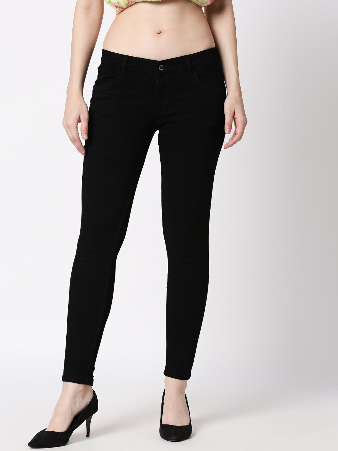 

High Star Women Black Slim Fit Mid-Rise Clean Look Stretchable Jeans