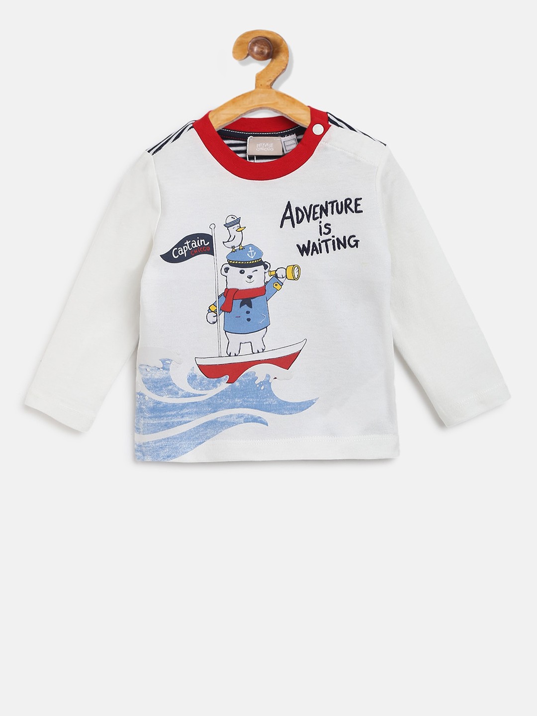 

Chicco Boys Off-White Printed Round Neck Cotton Pure Cotton T-shirt