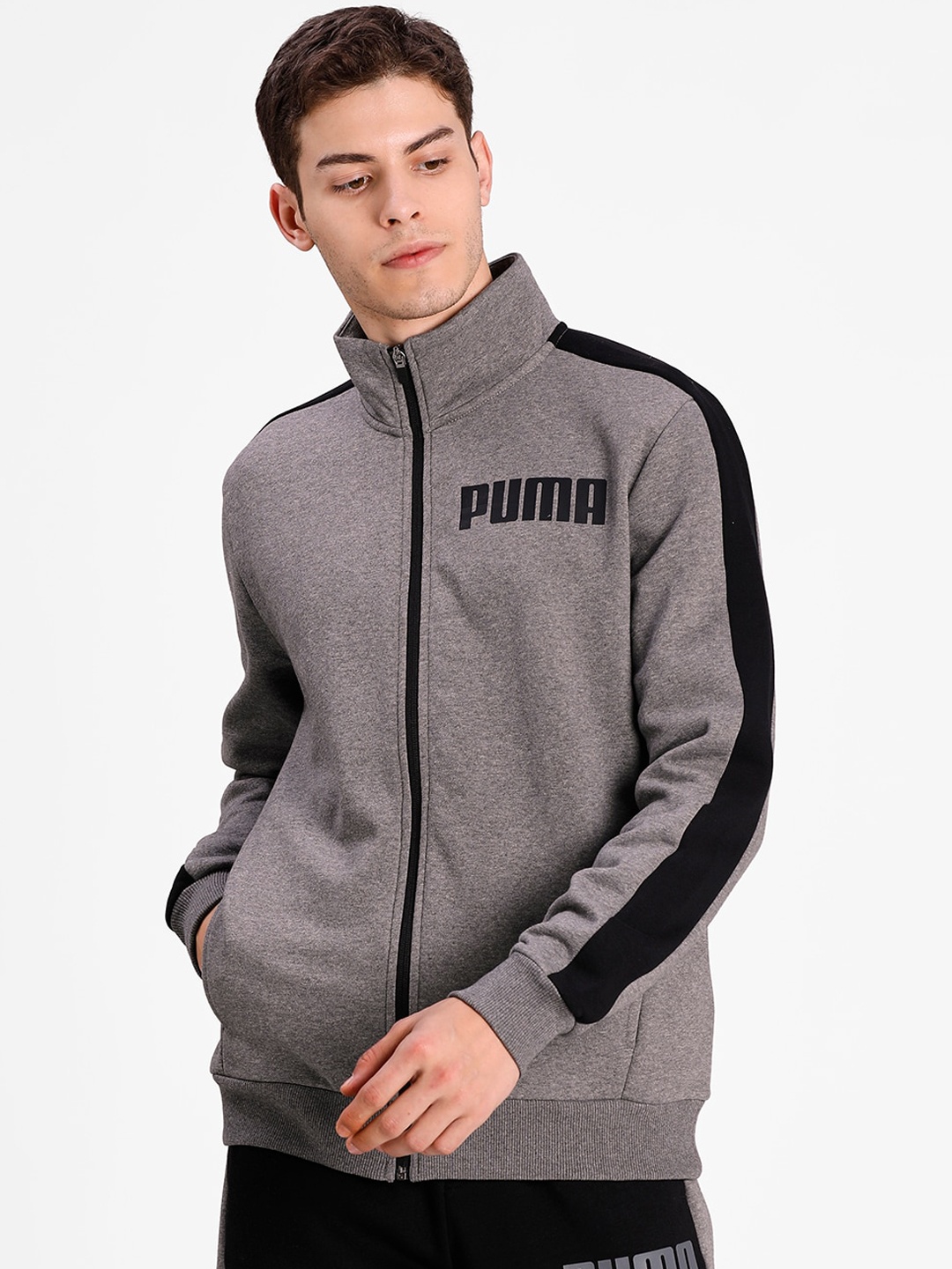 

Puma Men Grey Printed Sporty Jacket