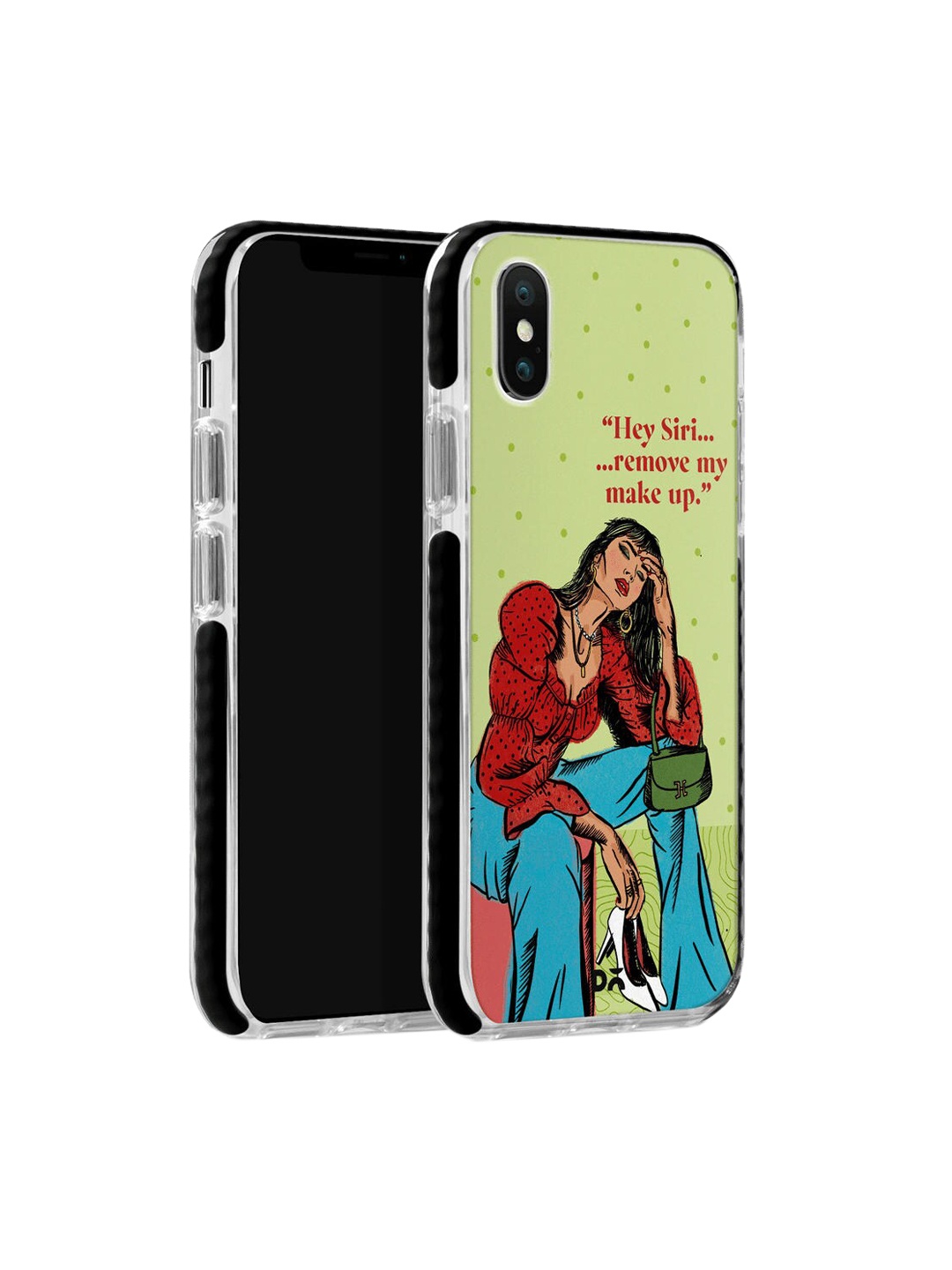 

DailyObjects Men Green & Red Hey Siri iPhone X Stride Back Cover