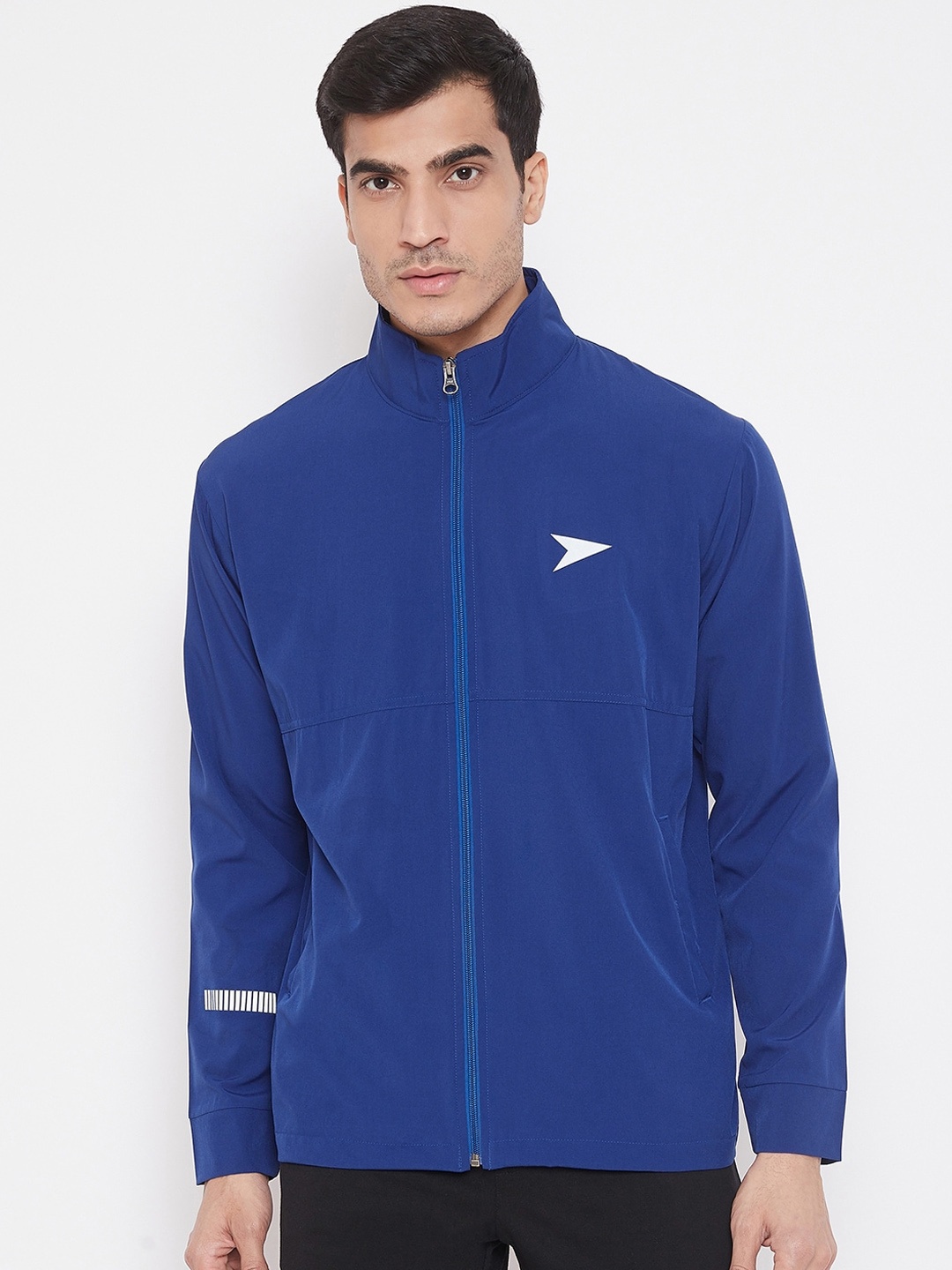 

Sportigoo Men Blue Solid Reflective Strip TRACK Sporty Jacket