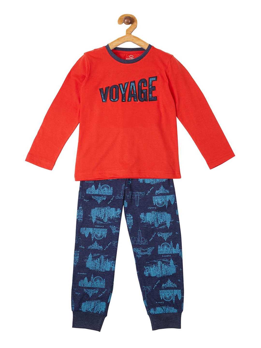 

Sweet Dreams Boys Red & Blue Printed Night suit