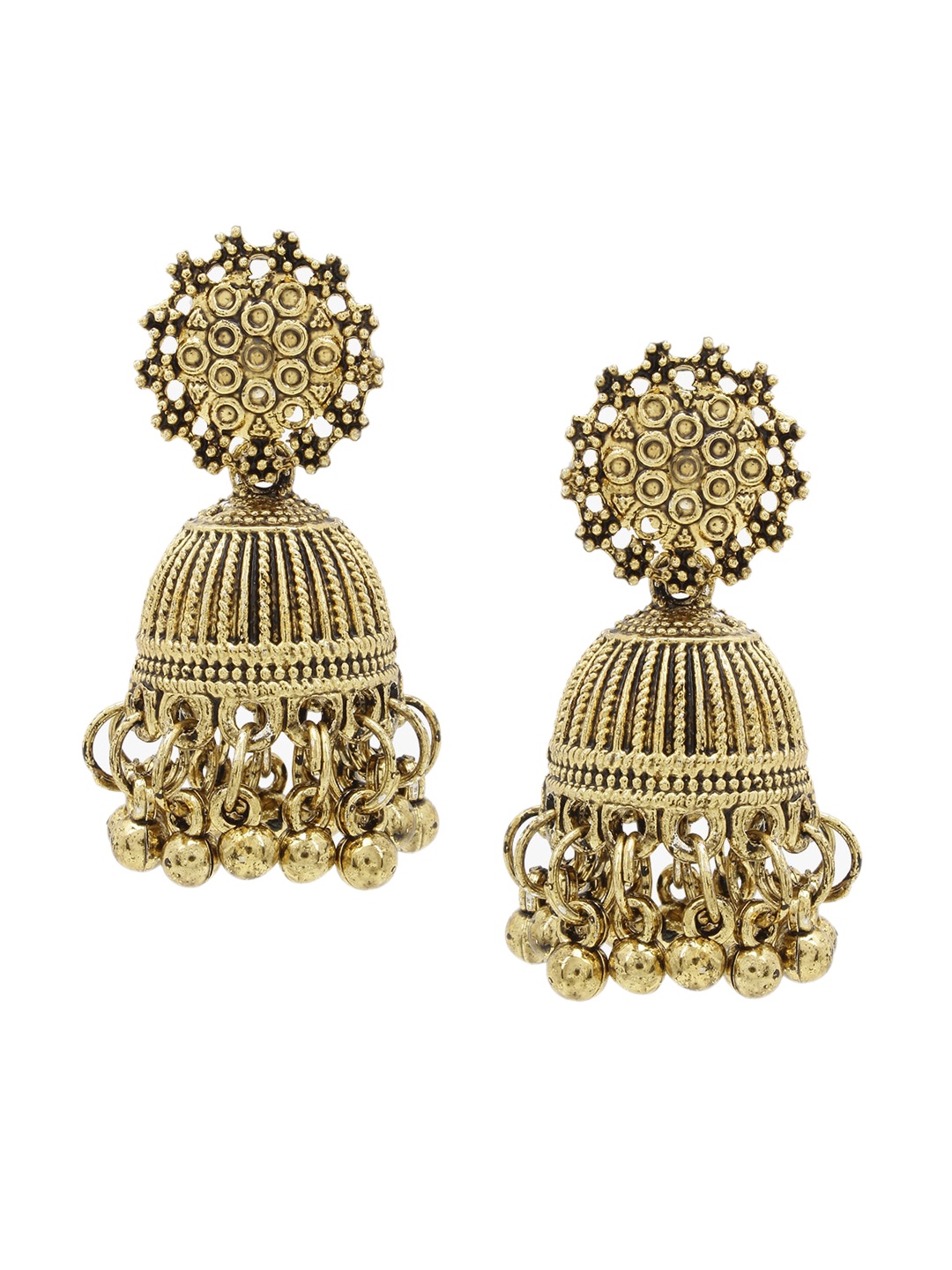 

SATCHEL Gold-Toned Dome Shaped Jadau Jhumkas