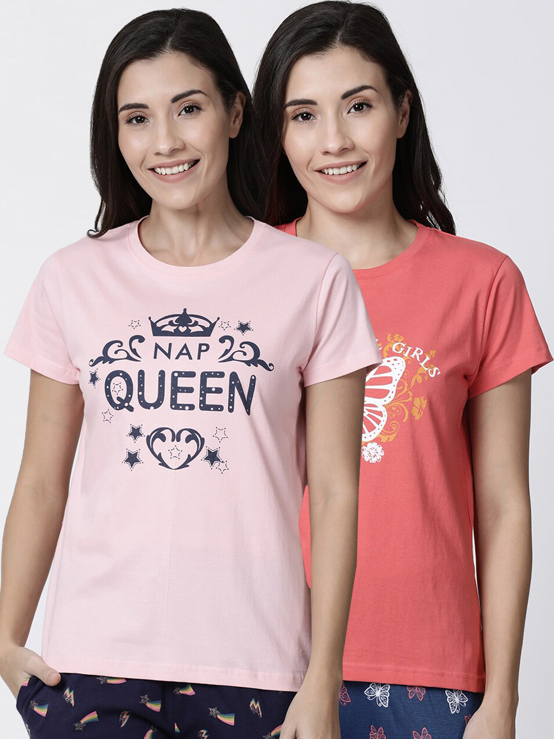 

Kryptic Women Pack Of 2 Printed Lounge t-Shirts, Pink