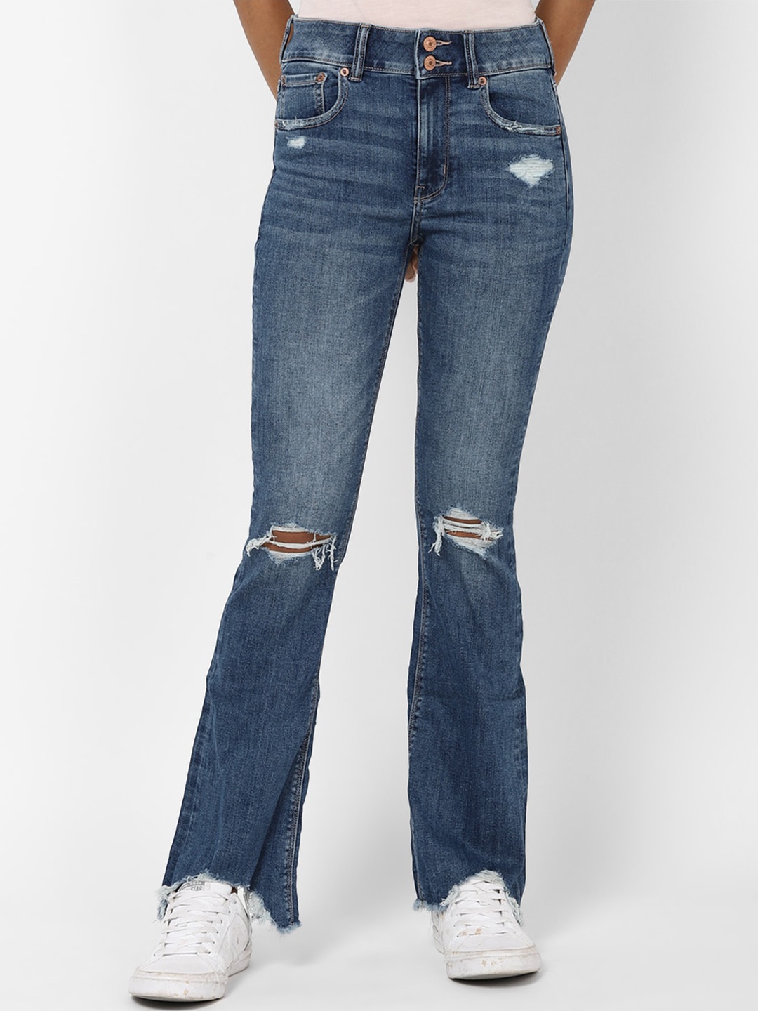

AMERICAN EAGLE OUTFITTERS Women Blue Regular Fit Mid-Rise Mildly Distressed Jeans