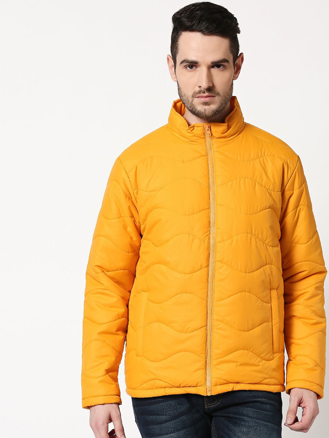 

Bewakoof Men Yellow Solid Puffer Jacket
