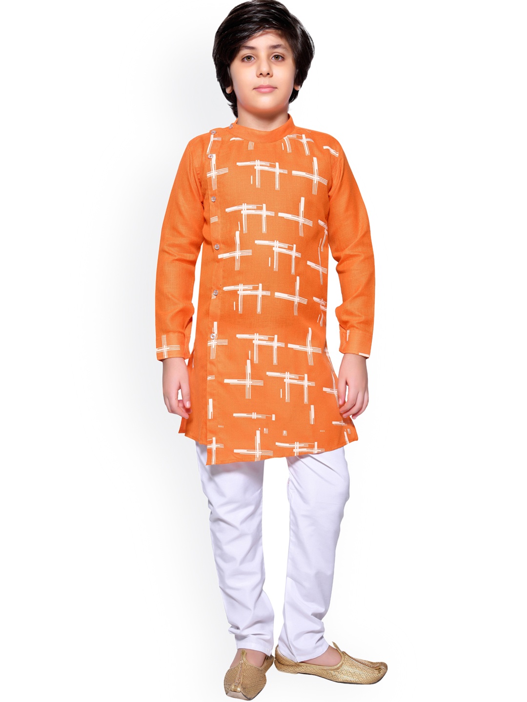 

Jeetethnics Boys Orange & White Printed Kurta with Pyjamas