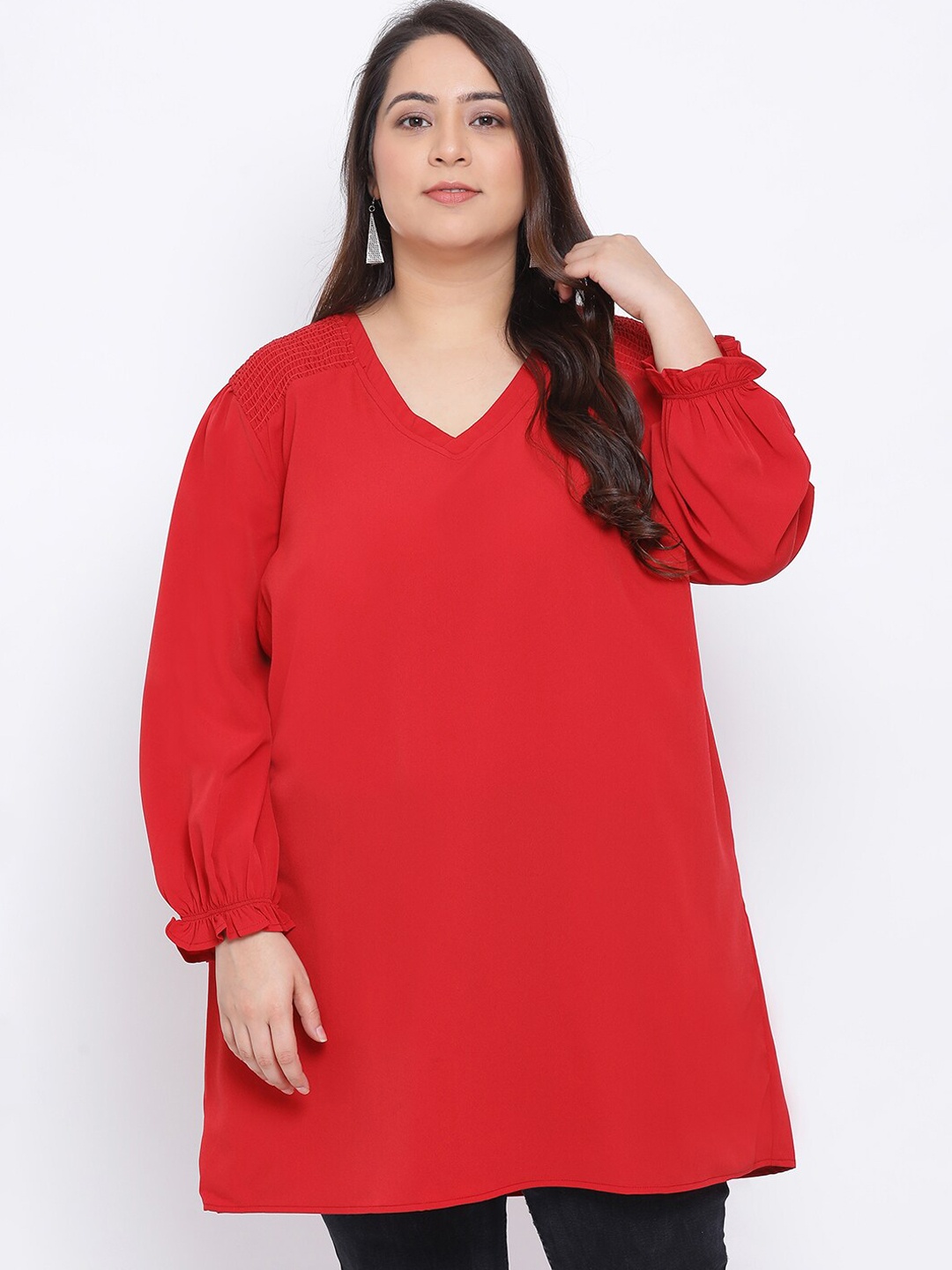 

Oxolloxo Women Red Solid Tunic