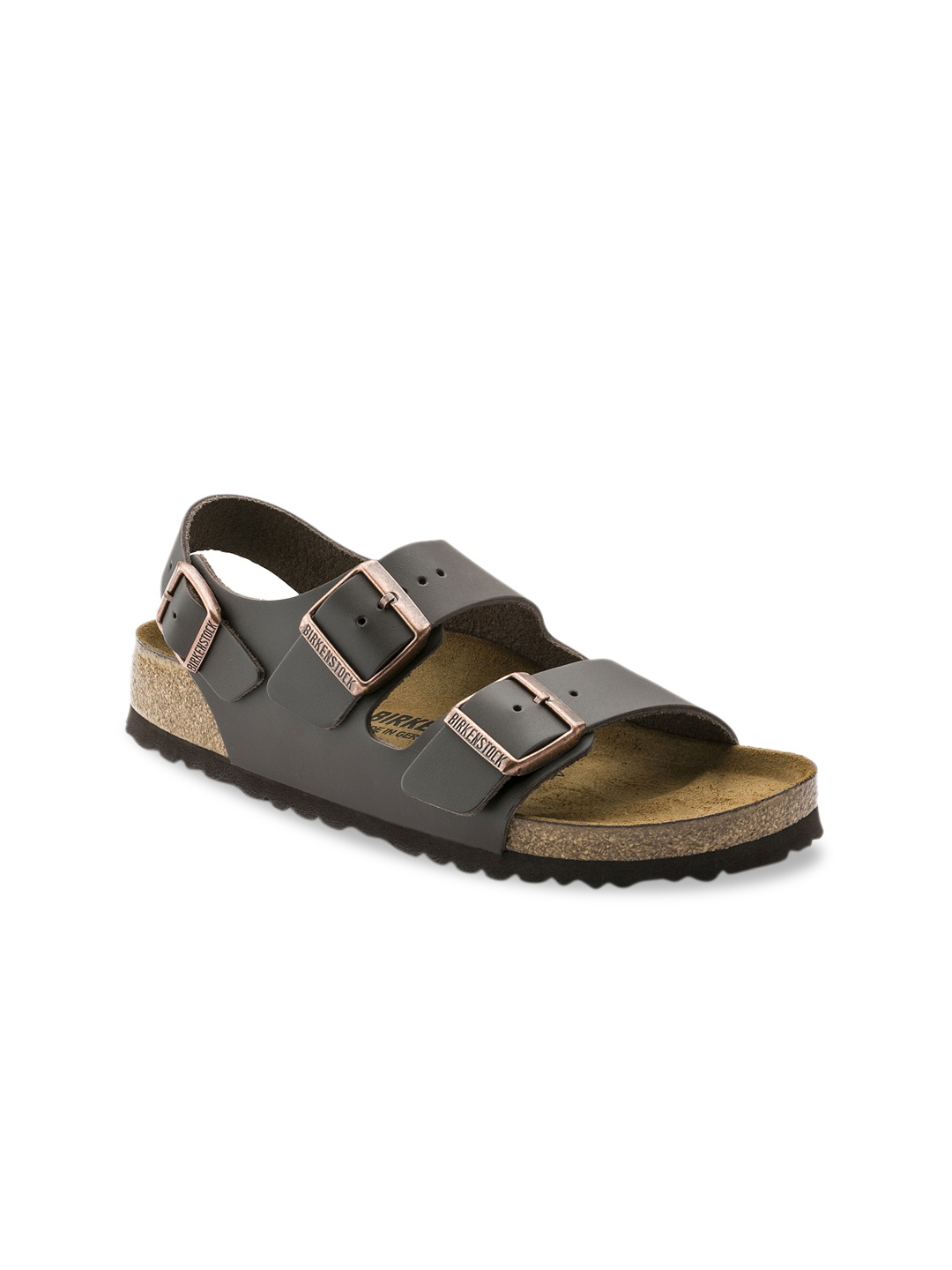 

Birkenstock Milano Dark Brown Regular Width Natural Leather With An Ankle Strap