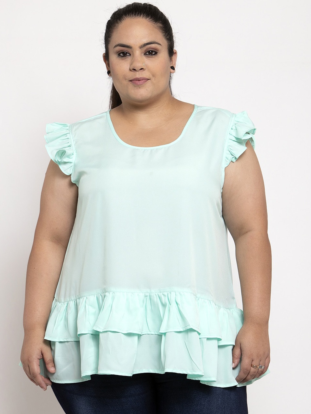 

Flambeur Women Blue Solid A-Line Top