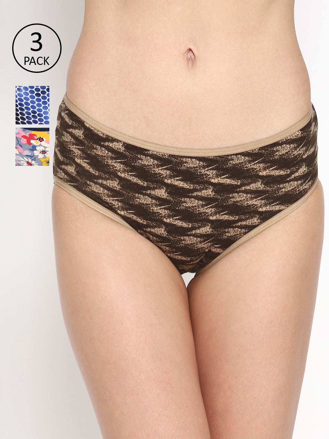 

Skidlers Women Pack of 3 Multicoloured Printed Hipster Briefs SKD-50-54-45, Multi
