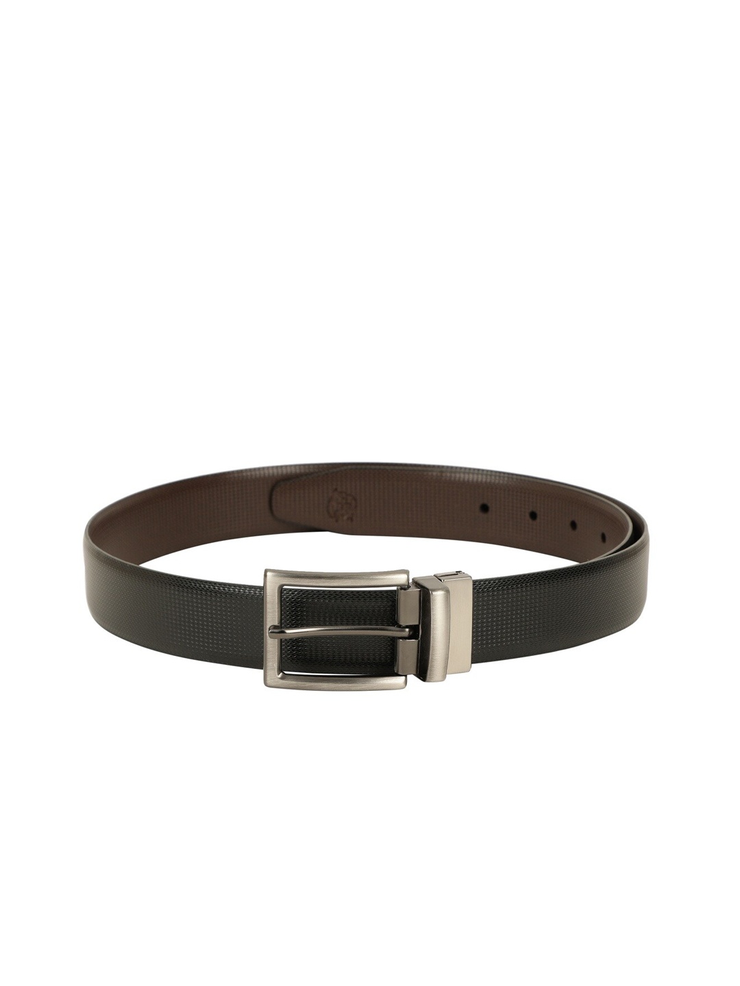 

ZEVORA Men Black & Brown Textured Reversible Belt