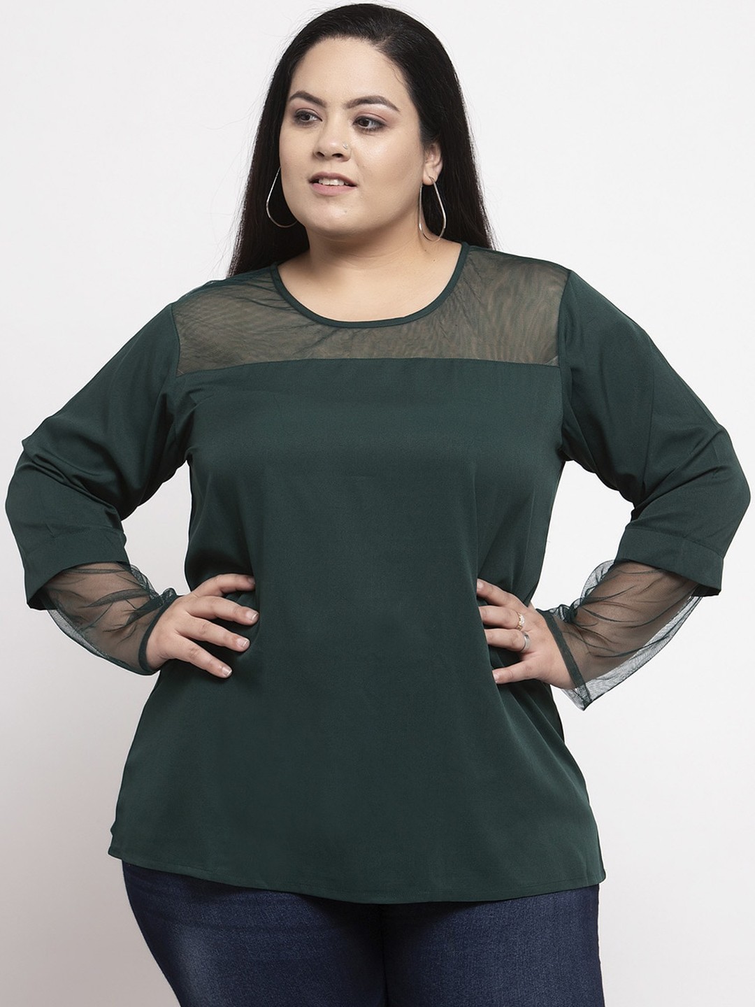 

Flambeur Women Green Solid Top