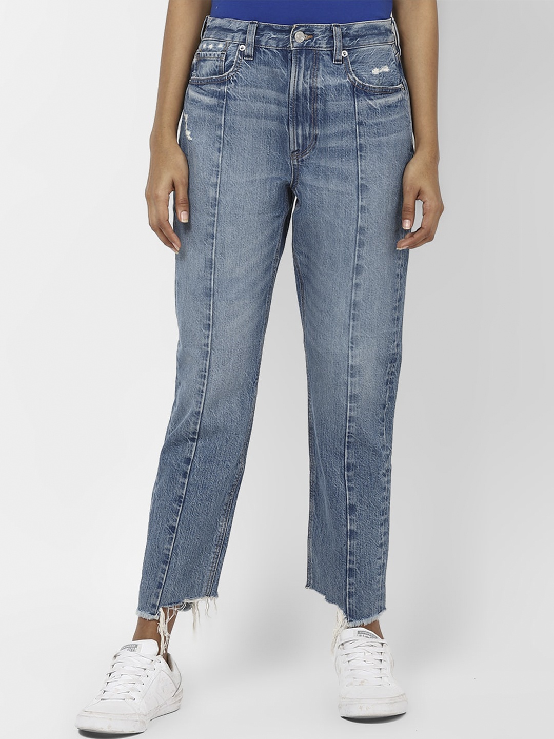 

AMERICAN EAGLE OUTFITTERS Women Blue Regular Fit Mid-Rise Clean Look Jeans